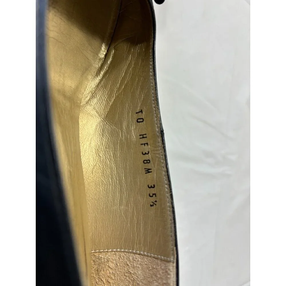 Yves Saint Laurent Black square bow Leather loafer Heels Buckle Size 5.5 - Picture 12 of 12